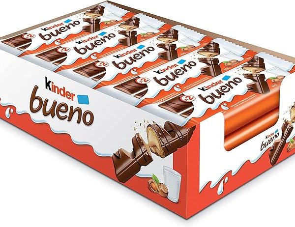 KINDER BUENO Milk Chocolate and Hazelnut Cream Candy Bars, 20 Packs